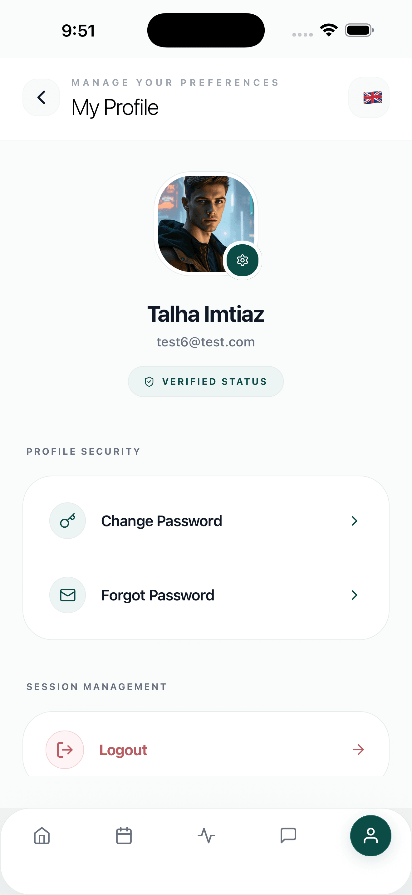 Patient profile screen in the CareAi app.